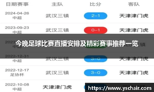 今晚足球比赛直播安排及精彩赛事推荐一览